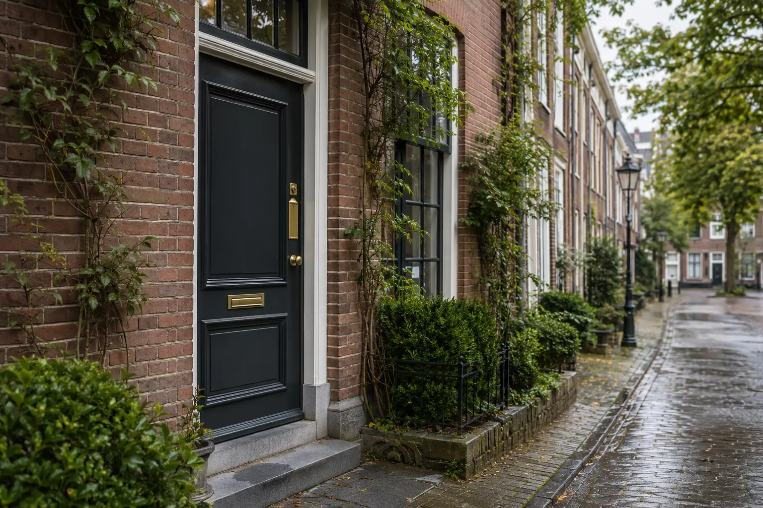 Beveiligde voordeur bij een karakteristieke woning in Arnhem